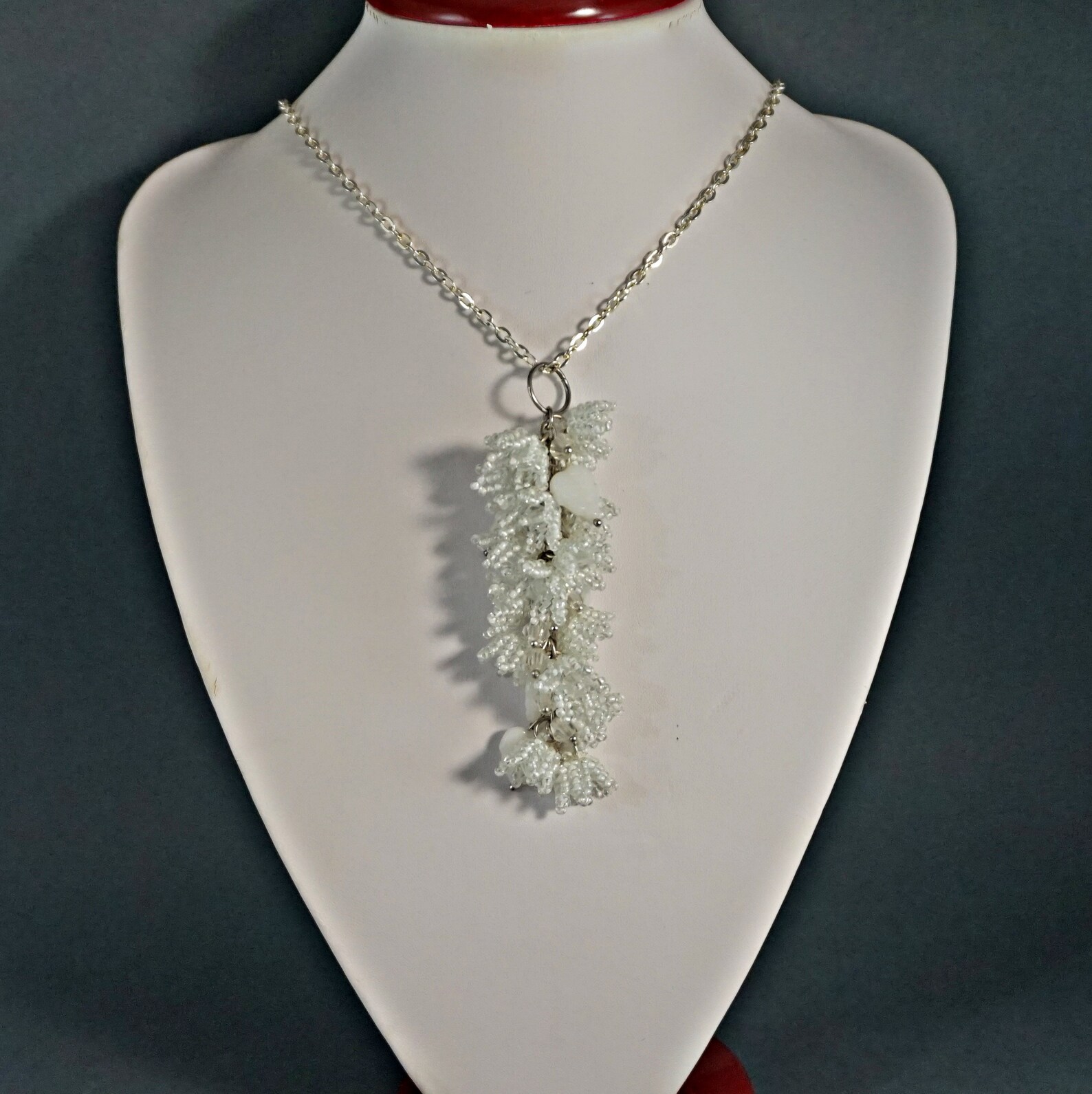 LONG NECKLACE Lily Of The Valley White Wedding Bridal Etsy