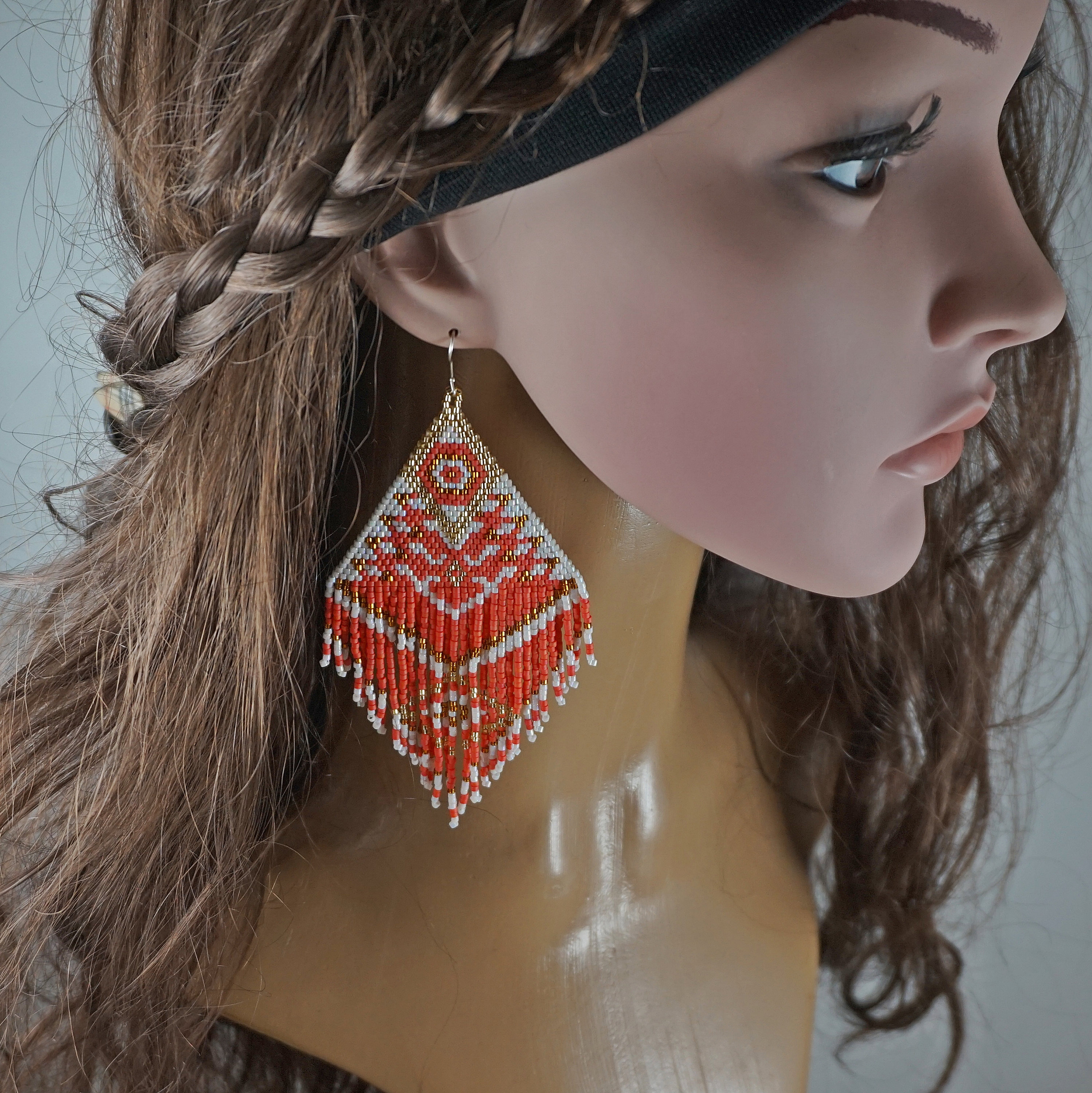 Oversized Earrings XL Vermillion Fashion Statement Bohemian Etsy