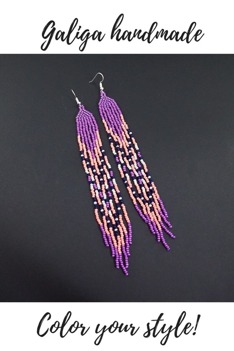 Extra long earrings Long beaded earrings Statement earrings Etsy