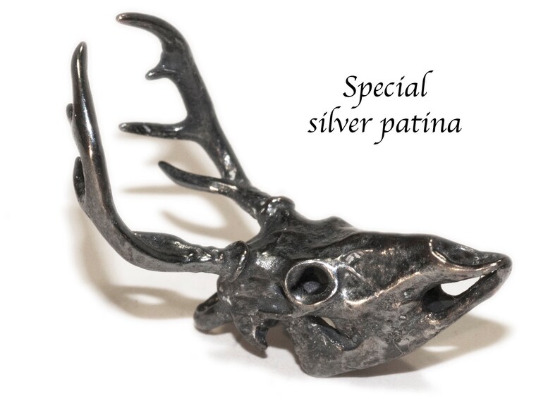 Hunting Jewelry Antlered Buck Deer Skull Necklace Bronze White Bronze Silver Deer Skull 3d Printed Deer Head image 2