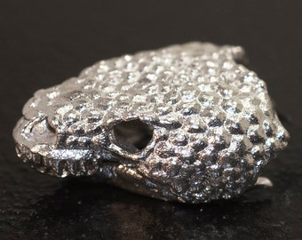 Gila Monster Reptile Skull Pendant, 3D Printed Silver Animal Skull Jewelry, Skull Pendant, Lizard Skull, Geek Science Jewelry