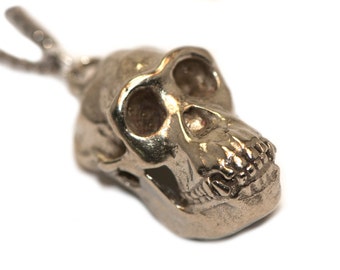 Animal Skull Ape Chimpanzee Skull Necklace Jewelry Biologist Gift Bronze White Bronze Sterling Silver Hominid Biology