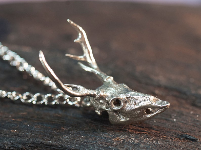 Hunting Jewelry Antlered Buck Deer Skull Necklace Bronze White Bronze Silver Deer Skull 3d Printed Deer Head image 4