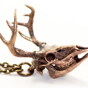 Hunting Jewelry Antlered Buck Deer Skull Necklace Bronze White Bronze Silver Deer Skull 3d Printed Deer Head image 5