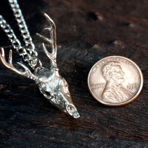 Hunting Jewelry Antlered Buck Deer Skull Necklace Bronze White Bronze Silver Deer Skull 3d Printed Deer Head image 3