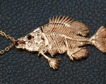 Bluegill Fish Skeleton Pendant | Bluegill Necklace | Fish Necklace | Fish Skeleton Jewelry