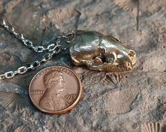 Animal Skull Necklace Badger Skull Metal Badger Charm Pendant Bronze Antique Bronze