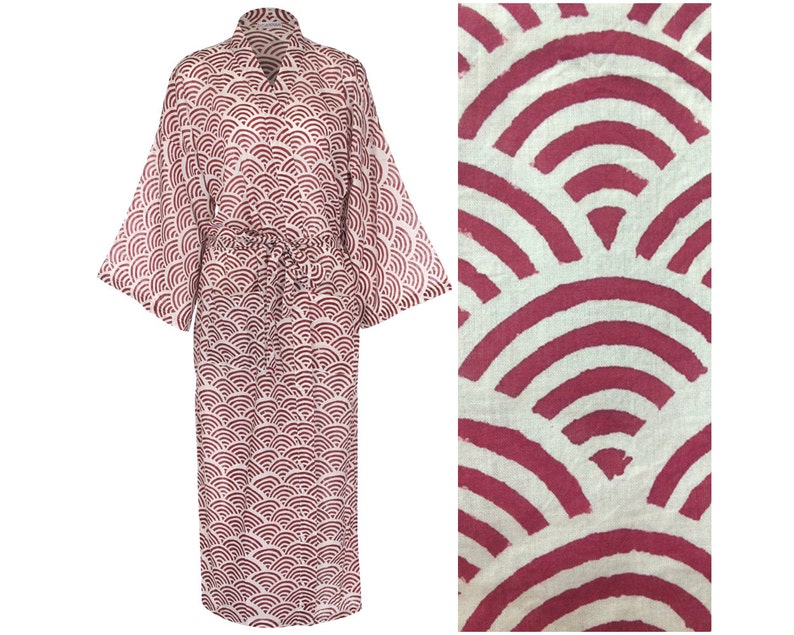 Women's Kimono Robe Cotton Dressing Gown Boho Cotton Etsy