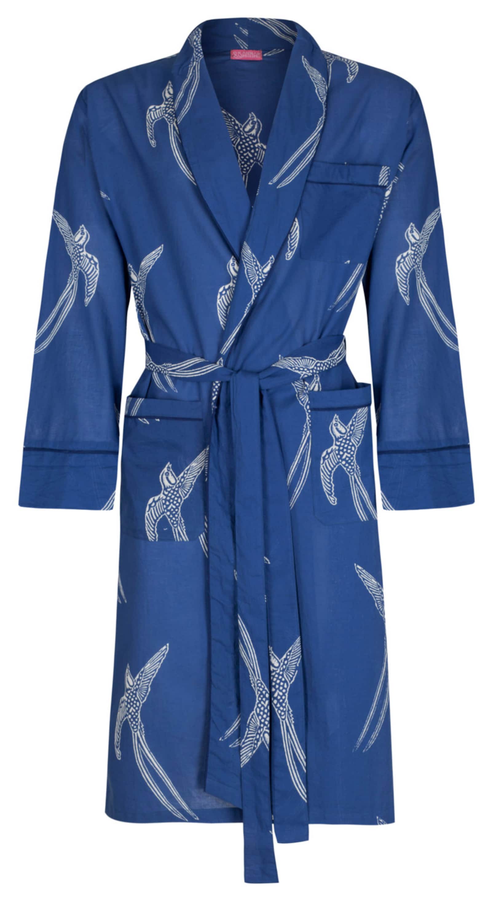 Men's Cotton Dressing Gown Lightweight Robe Dark Blue Etsy