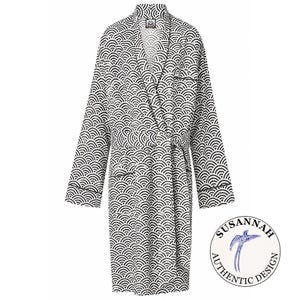Kimono-morgonrock för män - Svart regnbågsvågig bomullsmorgonrock - Lyxgåva till honom - Japansk loungewear