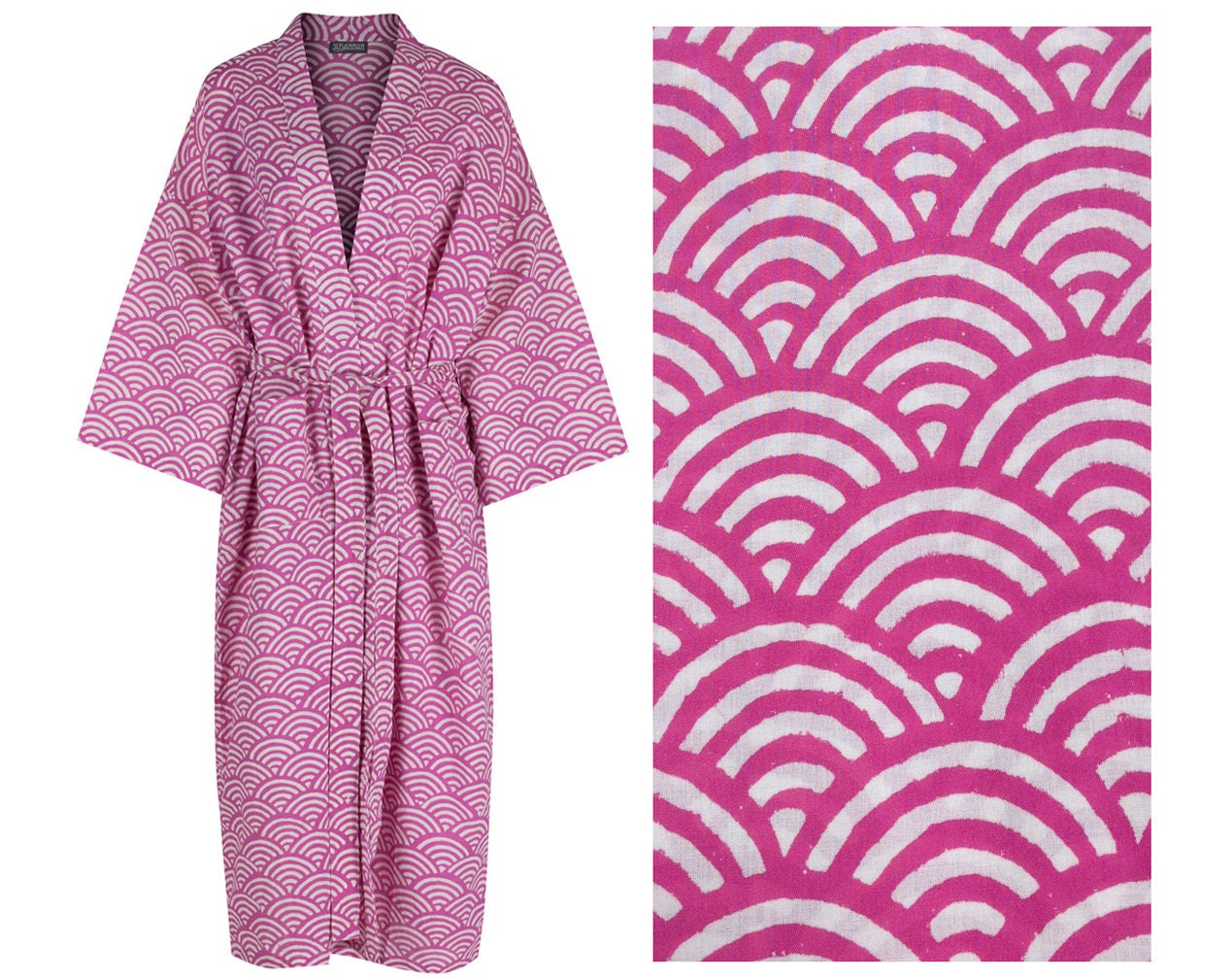 Susannah Cotton Outlet Kimono Robe Hand Printed | Etsy