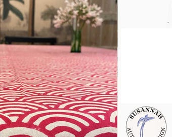 Red Rainbow Hand Block Printed Cotton Tablecloth - XL Throw Susannah Cotton - 250x200cm