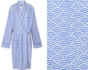 NEW!! Men's Cotton Kimono Robe - Blue Robe for men - Lightweight Cotton Male Dressing Gown - 100% Gentlemen's Cotton Rainbow Yukata
