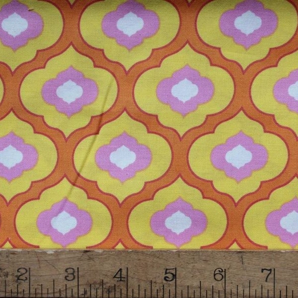 Half Yard - Pretty Little Things - Ella in Orange - Dena Designs for Free Spirit - Orange, Yellow, Pink, White - With Corner Cut-out