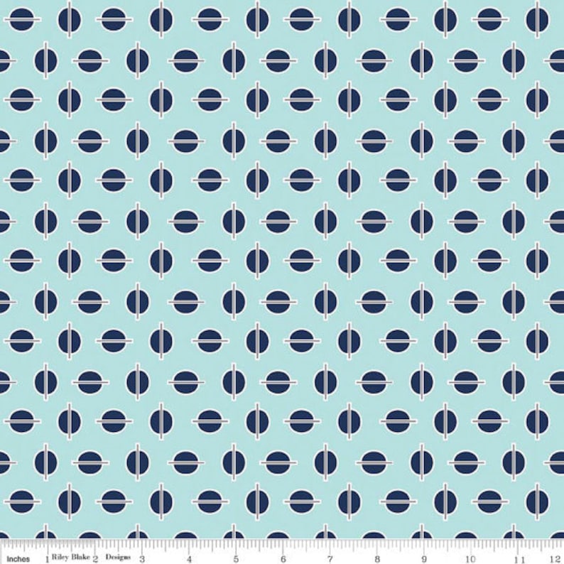 Riley Blake Lori Holt Half Yard c3535 Gracie Girl Dot destash light blue navy sale fabric