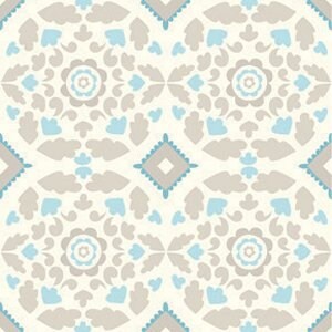 Half Yard - Josephine in Neutral, Taza, Dena Designs, quilting cotton, blue, white, grey, Quilting Cotton, sale fabric, Floral