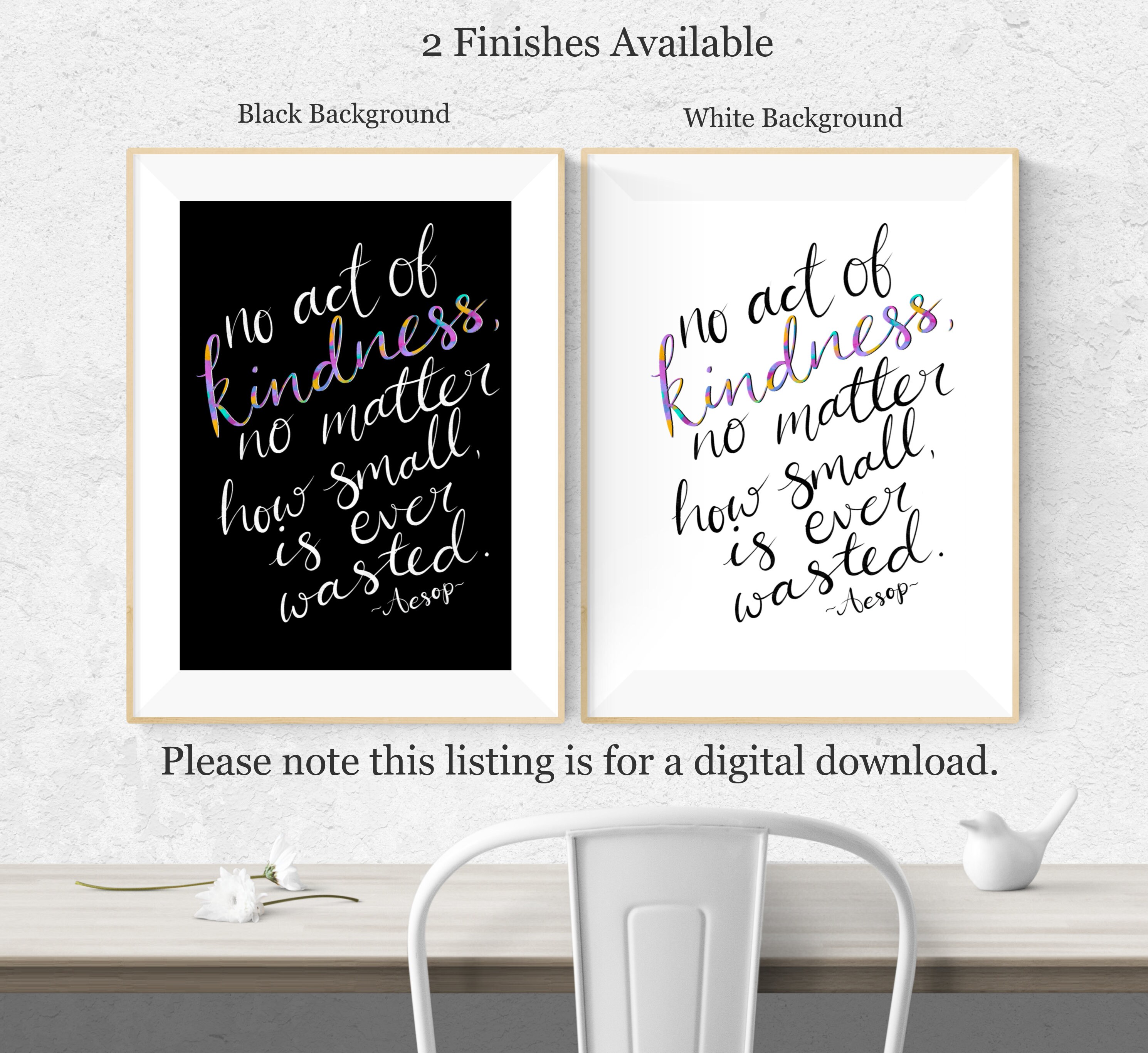 kindness quotation digital download poster aesop no act of kindness