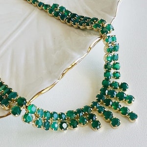 Gorgeous Vintage Genuine Green Onyx (25Ctw) "Cleopatra" Necklace, 19" New
