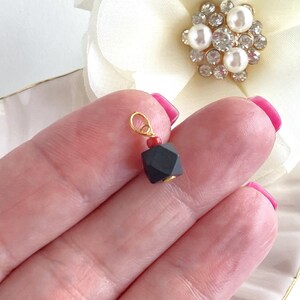 Genuine 6Mm Azabache (Jet) & Solid 10K Yellow Gold Protection Pendant, New