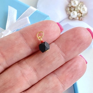 Genuine 5Mm Azabache (Jet) & Solid 10K Yellow Gold Protection Pendant, New