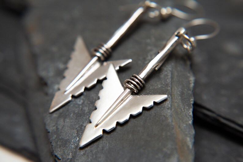 Cheveyo silver Arrowhead Earrings Molax Chopa Tribe Native American handcrafted 925 Sterling Silver archery earrings Hallmarked london