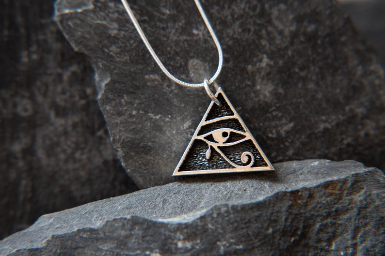 Tribal Egyptian 925 triangle necklace Molax Chopa Tribe Safiya Silver Pyramid Eye of Horus pendant Sterling Silver all seeing eye pendant