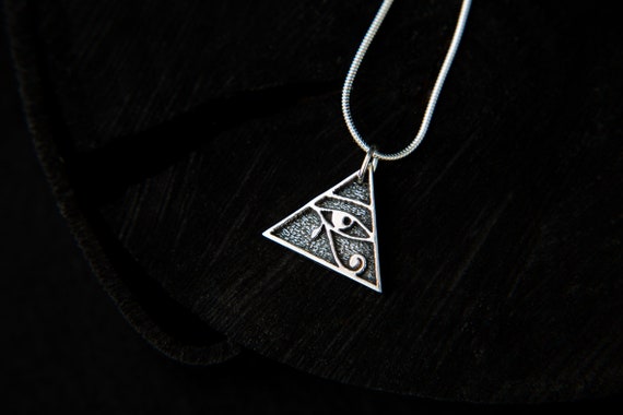 Tribal Egyptian 925 triangle necklace Molax Chopa Tribe Safiya Silver Pyramid Eye of Horus pendant Sterling Silver all seeing eye pendant