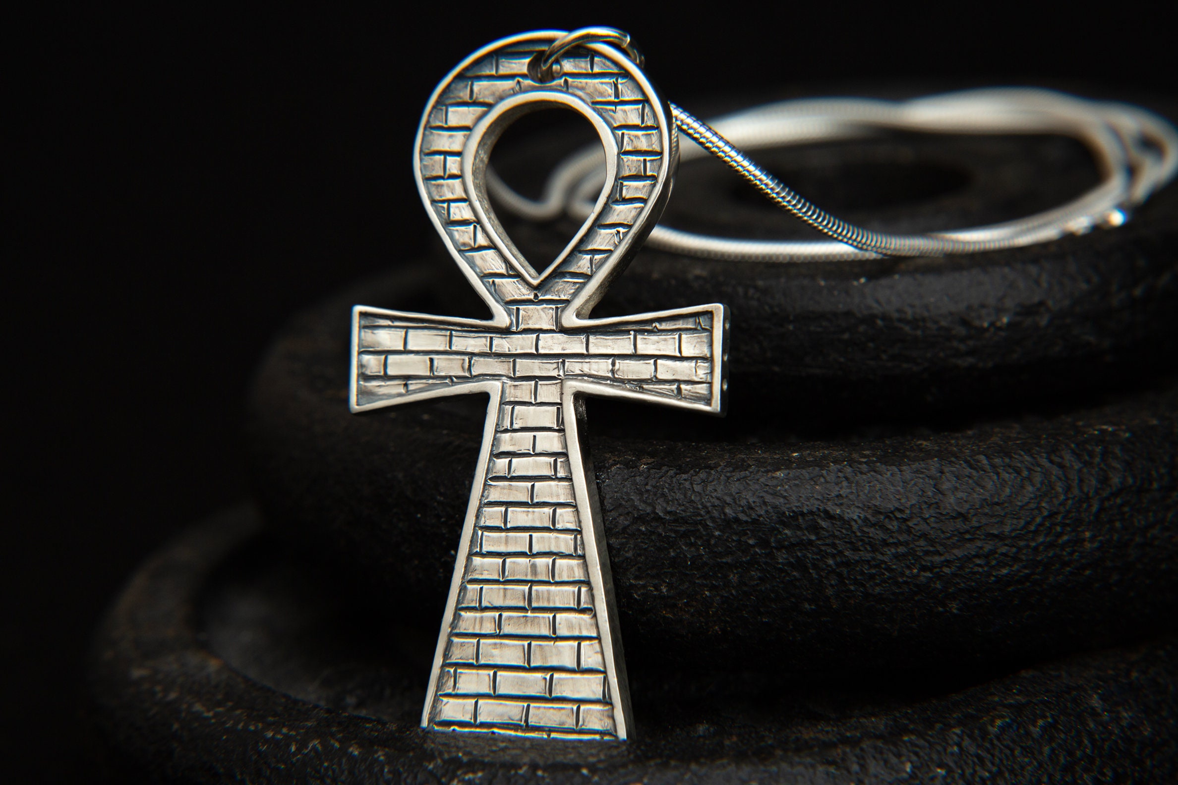 large sterling silver ankh pendant