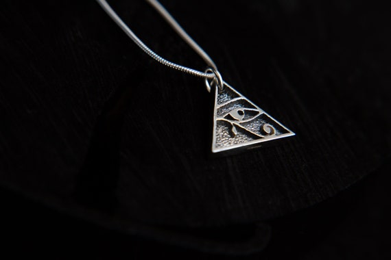 Tribal Egyptian 925 triangle necklace Molax Chopa Tribe Safiya Silver Pyramid Eye of Horus pendant Sterling Silver all seeing eye pendant