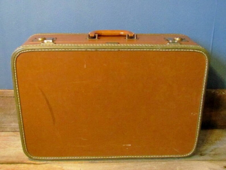 Vintage 1950's Oshkosh Luggage Brown Train Travel Suitcase Etsy