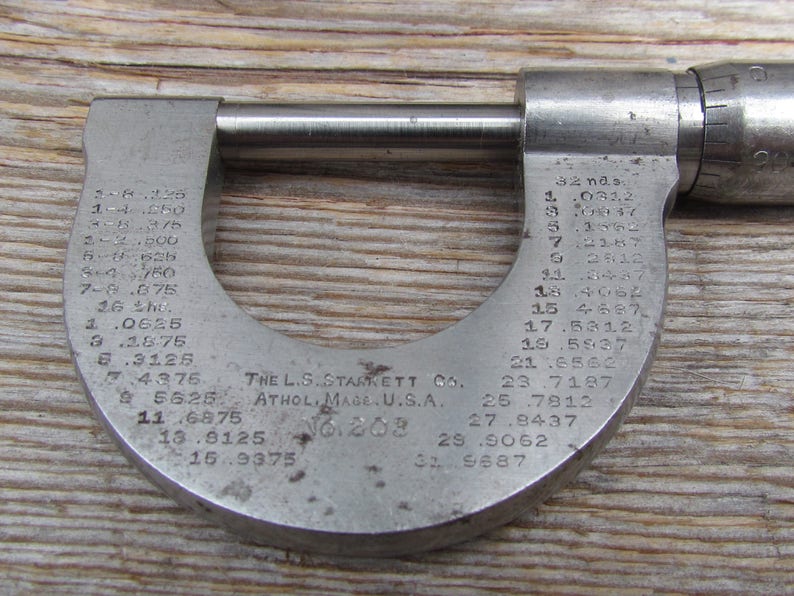 Antique L.S. Starrett Micrometer Calipers Model 203 Etsy