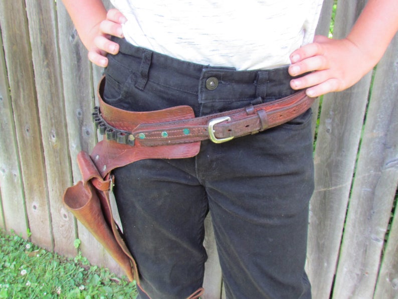 Vintage 1950's Leather Gun Holster Toy Gun Belt Western Etsy