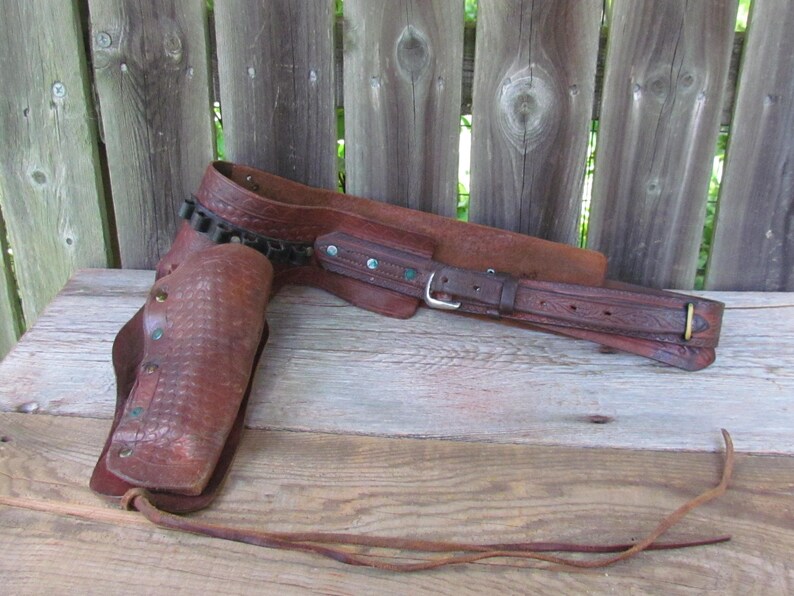 Vintage 1950's Leather Gun Holster Toy Gun Belt Western Etsy