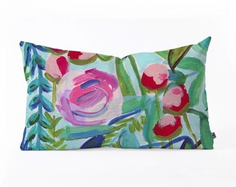 Floral Lumbar Pillow, Modern Blooms Accent Pillow