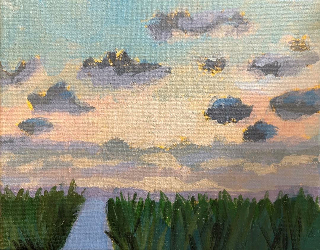 Abstract Art, Small Art, 8x10, Gallery Wall Art, Waterway, Landscape