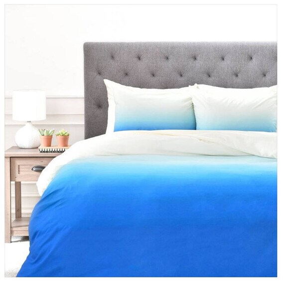 Duvet Cover Ombre Dip Dye Under The Sea Blue Turquoise Etsy