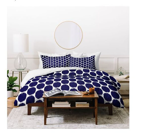 Blue And White Duvet Cover Modern Damask In Navy by sugarfresh French Traditional  Ikat Cotton Sateen Duvet Cover Bedding by Spoonflower
