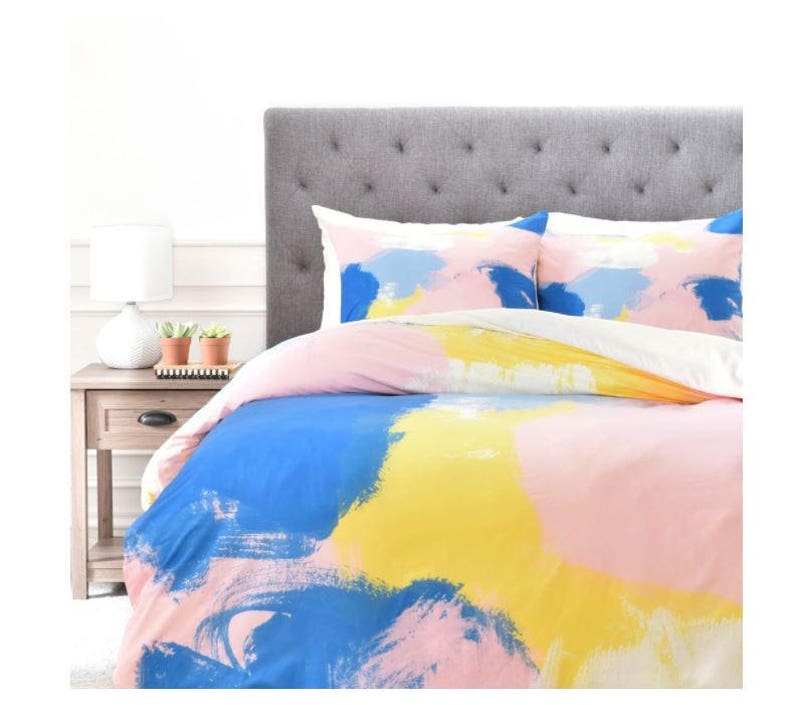 Duvet Cover Millennial Pink Abstract Brush Strokes
