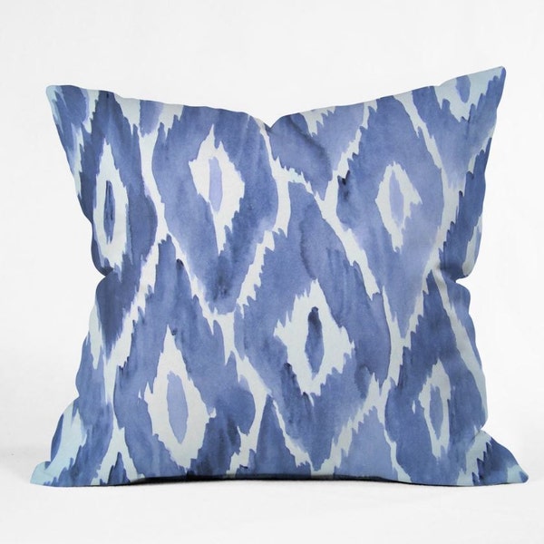Indigo Ikat Pillow Etsy