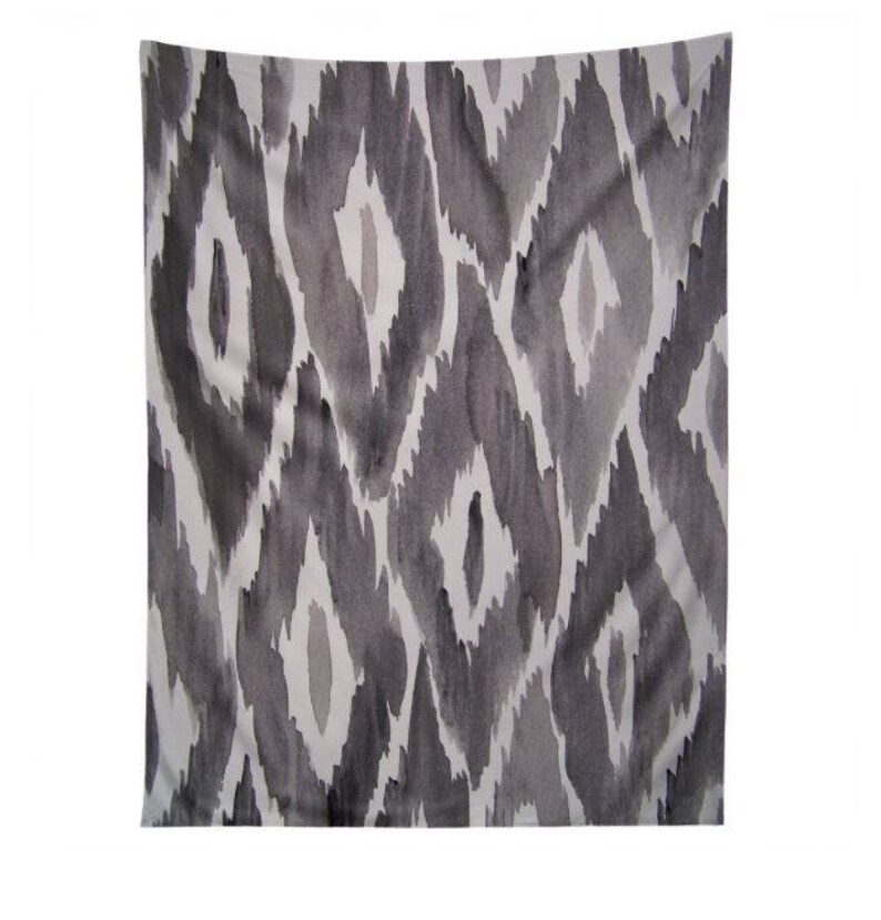 Black Ikat Wall Tapestry Housewarming Gift Dorm Decor Image 0