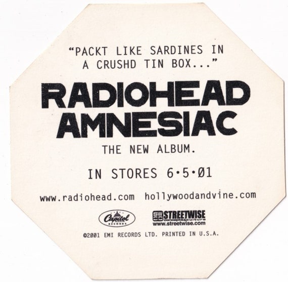 Radiohead Pair of Vintage Amnesiac Promo Stickers 2001
