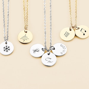 Hand Stamped Initial Disc Necklace: Personalized Stainless Steel Monogram