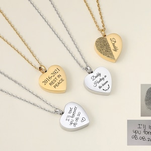 Heart Urn Necklace: Personalized Handwriting, Cremation Jewelry