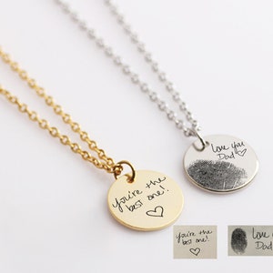 Personalized Handwriting Necklace, Custom Signature, Fingerprint Jewelry