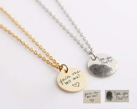 Personalized Handwriting Necklace, Custom Signature, Fingerprint Jewelry