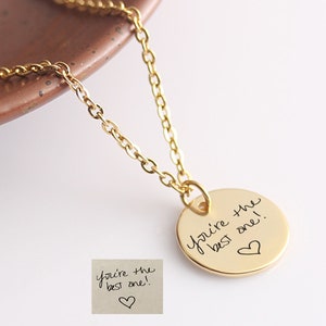 Custom Handwriting Disc Necklace, PersonalizedSignature  Memorial Jewelry