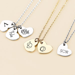 Personalized Heart Tag Necklace, Monogram Initial Stainless Steel Jewelry
