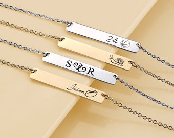 Collar de barra personalizado: colgante de acero inoxidable con inicial personalizada