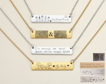 Collar con huella dactilar personalizada: colgante conmemorativo de escritura a mano