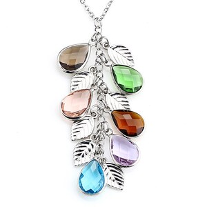 Personalized Birthstone Necklace: Silver Leaf Family Jewelry Gift